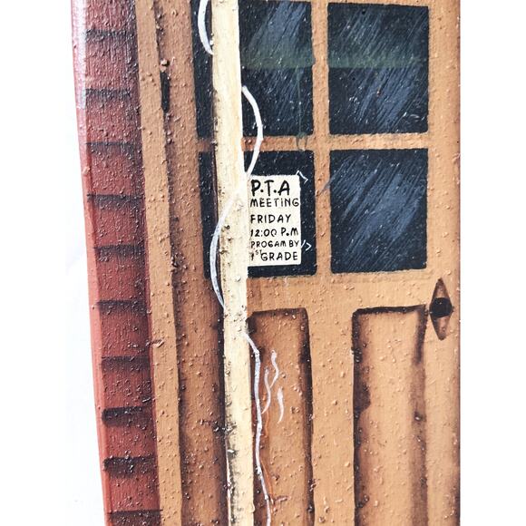 Hand painted Cottagecore Country School House Wall Hanging farmhouse Cedar Grove - Picture 3 of 5